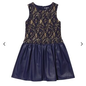 Kidpik Navy Gold Faux‎ Leather Dress Girls 12